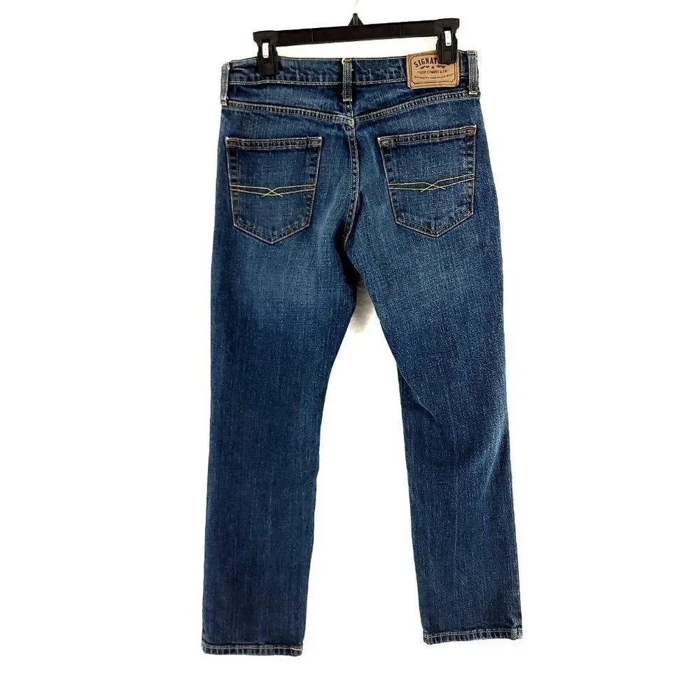 Levi's Signature Athletic Denim‎ Cotton Denim Low Rise Whiskers Blue Jeans 30/29